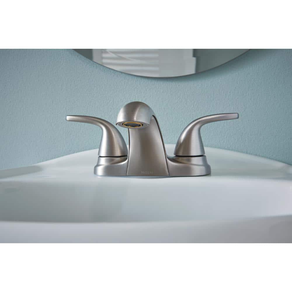 MOEN Adler 4 in Centerset 2Handle Bath Faucet with 4Piece Hardware Set in Spot Resist Brushed Nickel