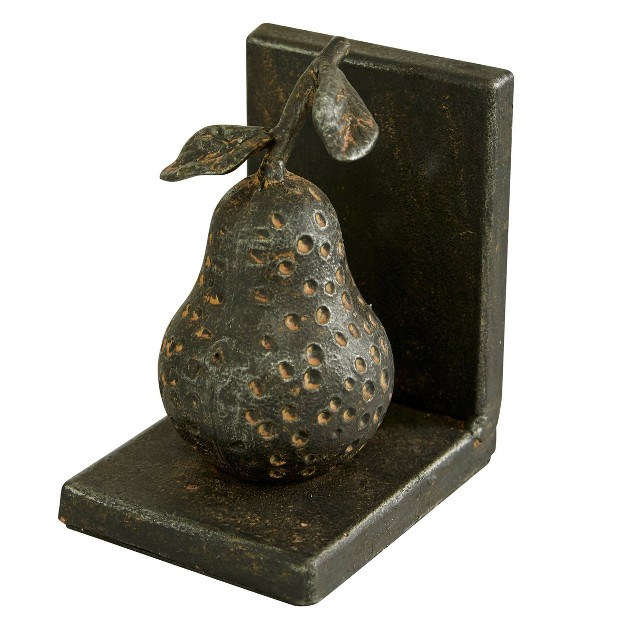 X 4 5 quot Set Of 2 Metal Pear And Apple Sculpture Fruit Bookends Gray Olivia amp May