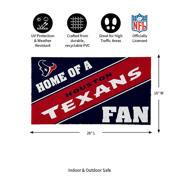 Evergreen Houston Texans Team Turf Mat 28 X 16 Inches Indoor Outdoor Doormat