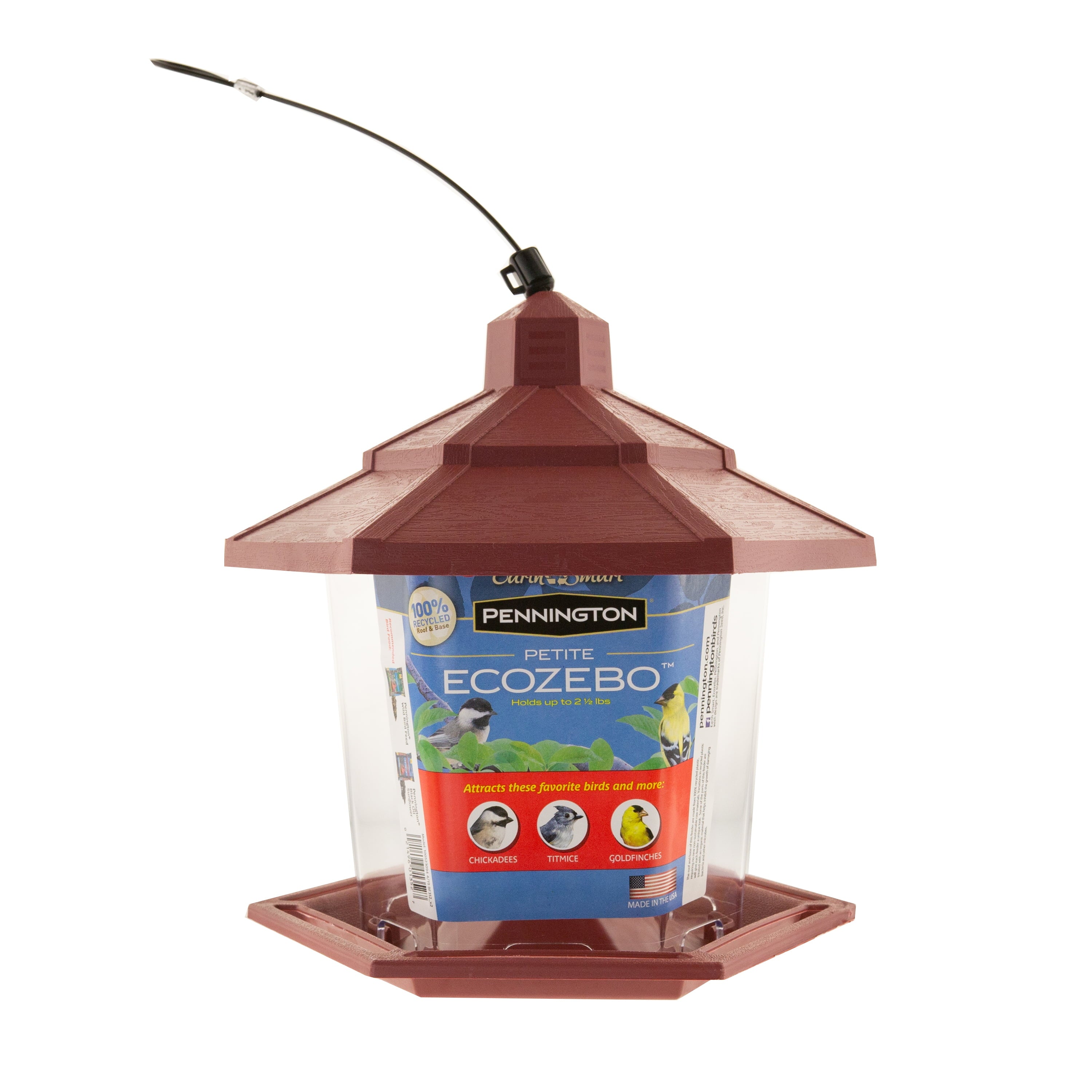 Pennington Wild Bird Feeder Earth Smart Petite Ecozebo， 2.5 lb. Seed Capacity