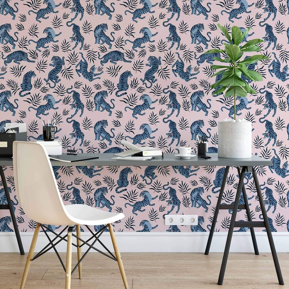 Blue Tiger Peel and Stick Removable Wallpaper 5046