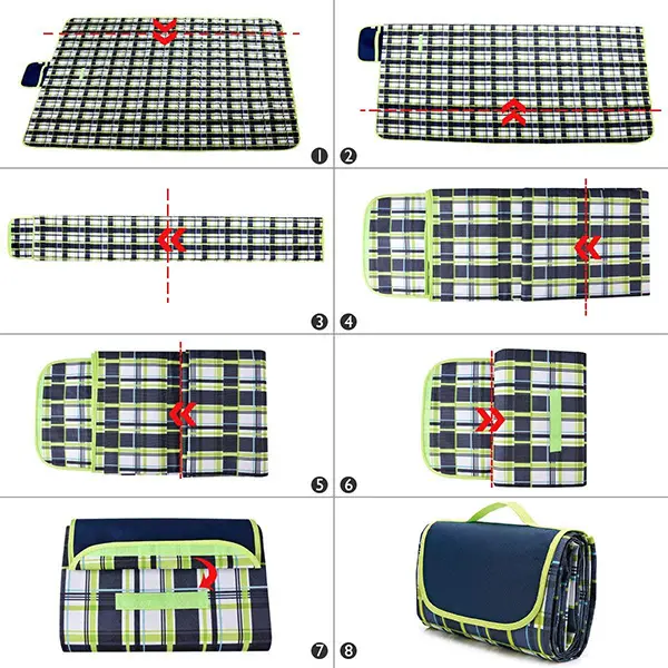 Family Picnic Blanket with Tote  Extra Large Foldable and Waterproof Camping Mat for Outdoor Beach Hiking Travel picnic Rug