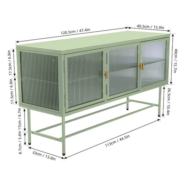 TV Console Stand with Enclosed Storage Cupboard Glass with Wide Countertop Glass Doors Detachable Shelves Bottom