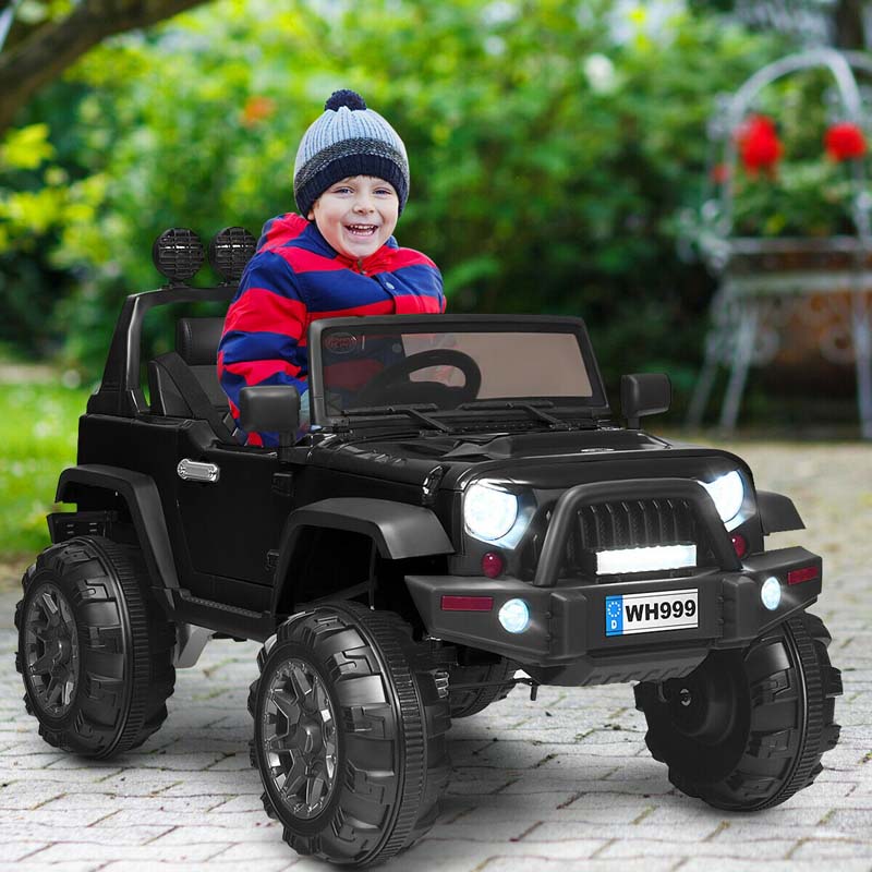 12V Kids Ride On Truck Battery Powered Riding Toy Car Jeep with Spring Suspension & Trunk