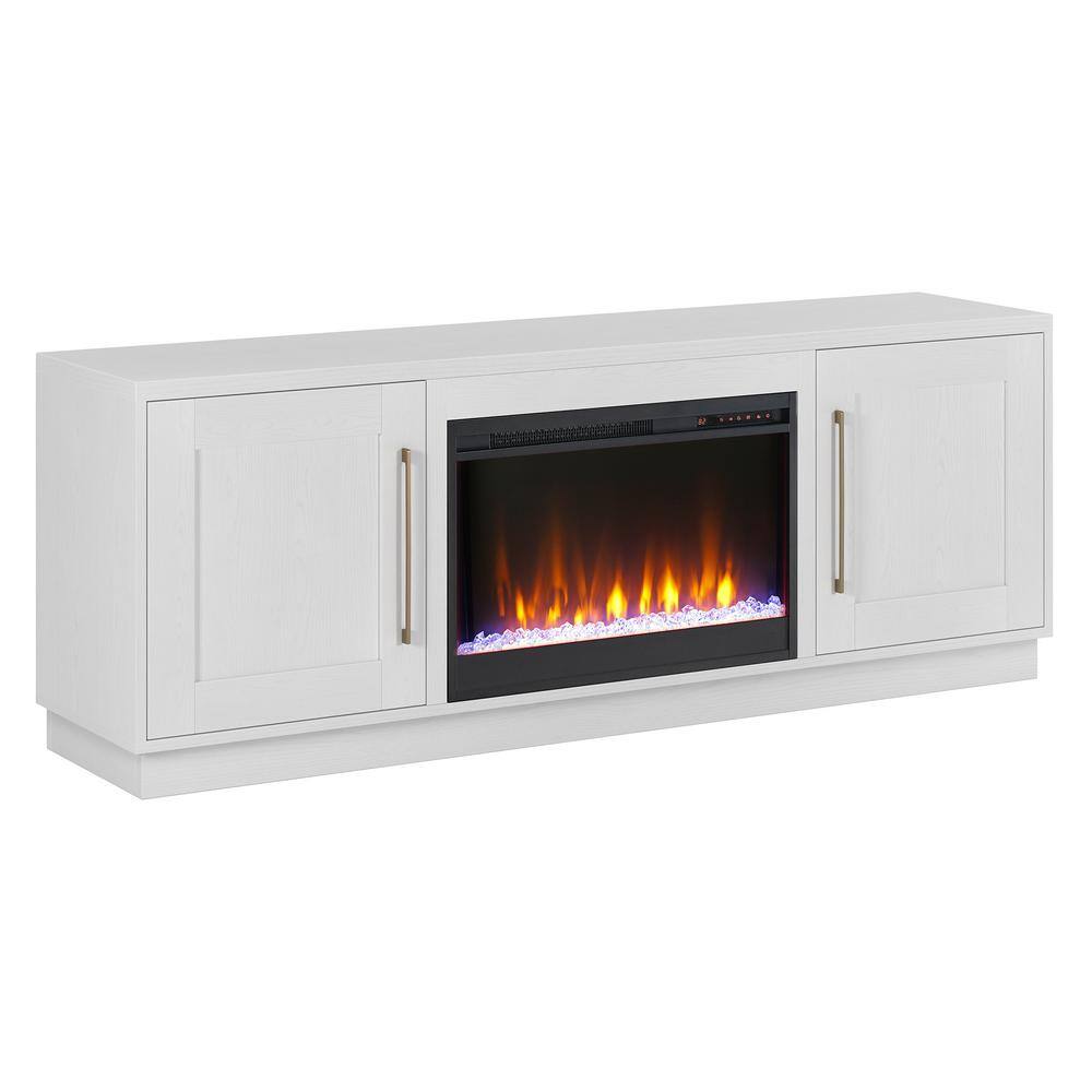 MeyerCross Tillman 68 in. White TV Stand Fits TV's up to 75 in. with Crystal Fireplace Insert TV1841