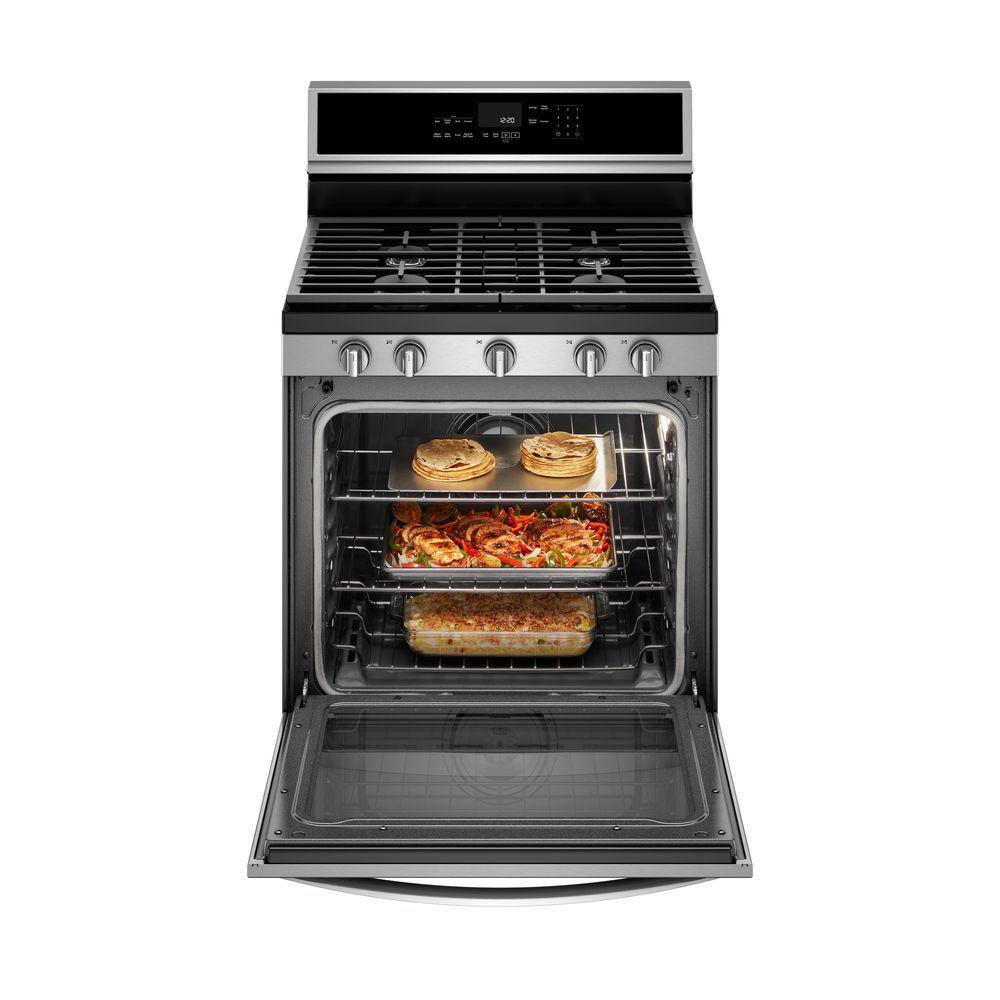 Whirlpool 5.8 cu. ft. Smart Gas Freestanding Range in Fingerprint Resistant Stainless Steel with EZ-2-LIFT Grates WFG975H0HZ