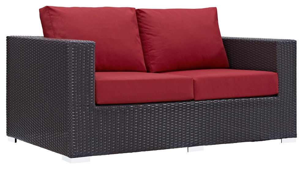 Convene 8 Piece Outdoor Wicker Rattan Sofa Set   Contemporary   Outdoor Lounge Sets   by BisonOffice  Houzz