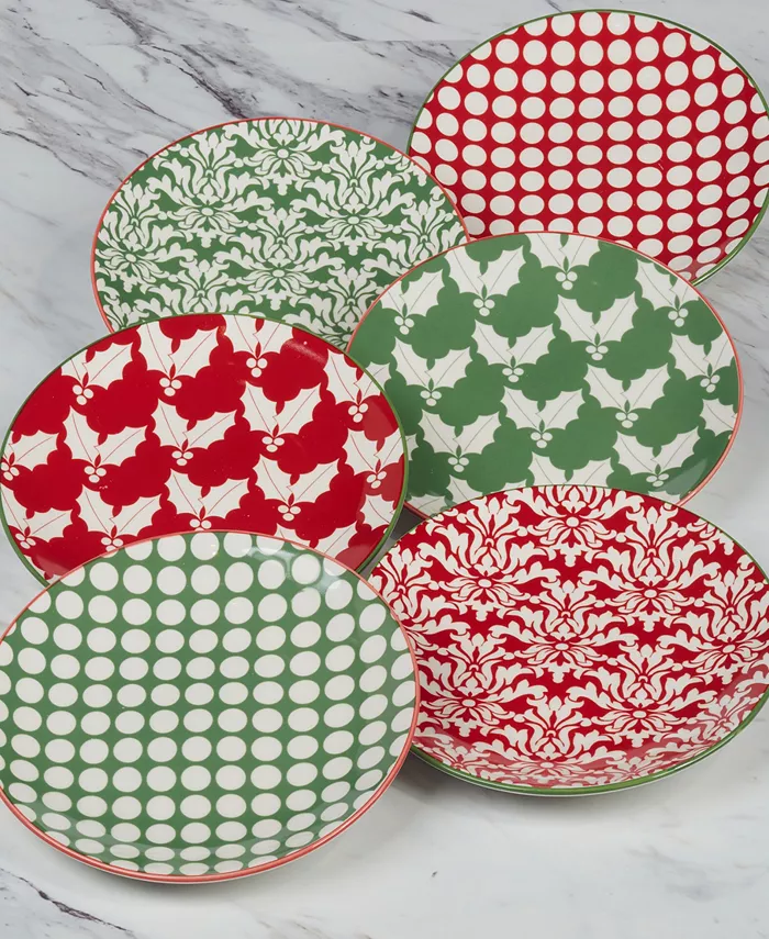 Certified International Winter Medley 6 Canape Plates Set of 6 Service for 6