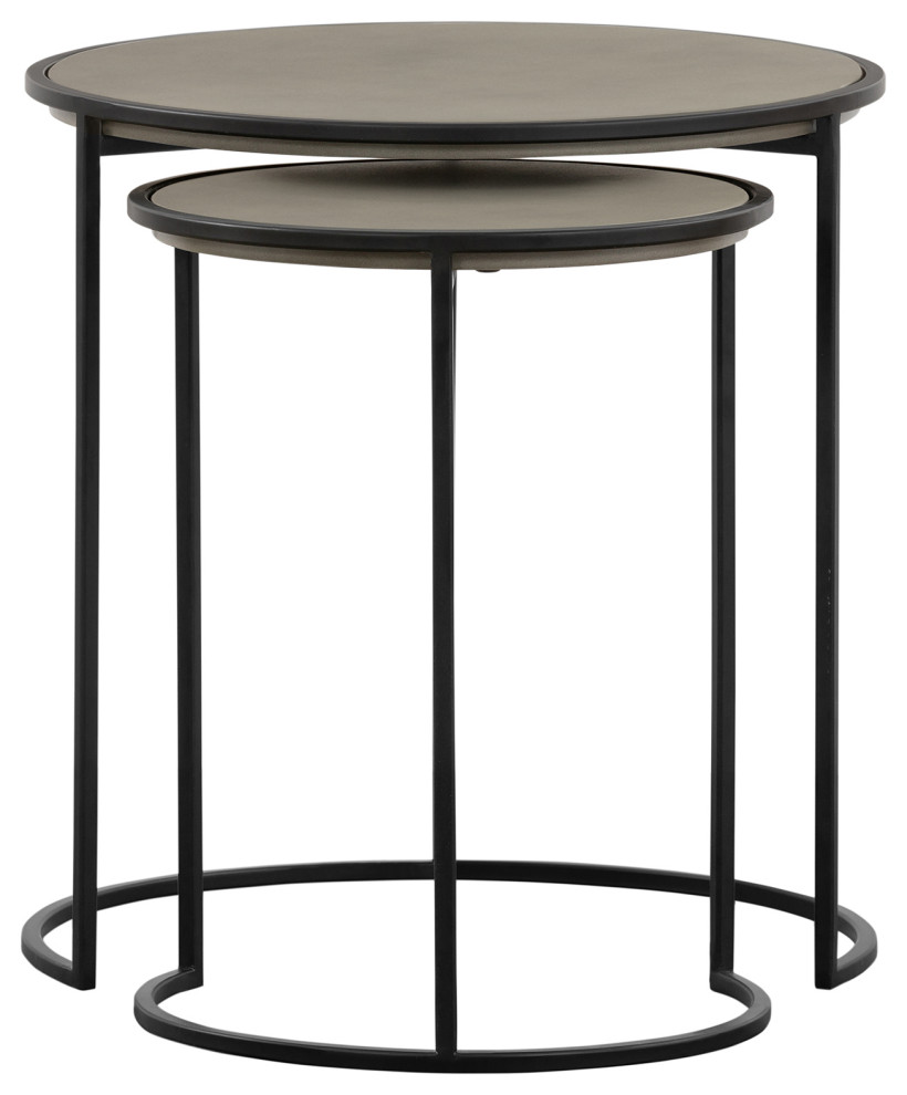 Armen Living Rina 2 Piece Nesting End Table Set  Black   LCRILACCGR   Industrial   Coffee Table Sets   by HedgeApple  Houzz