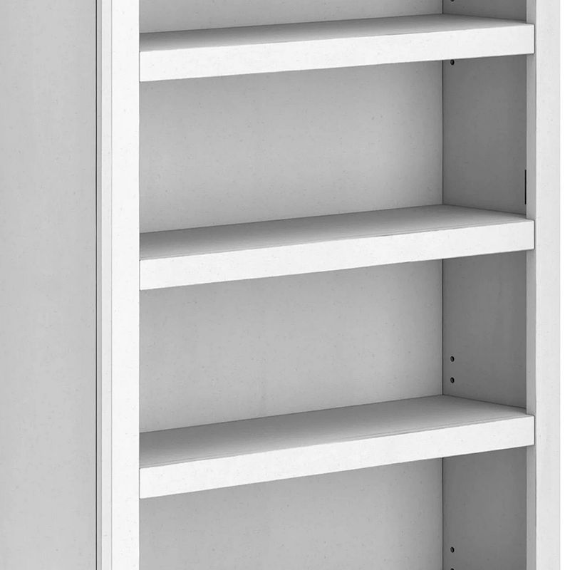 75 Inch Freestanding Bookcase， Adjustable Shelves， Whitewashed Finish