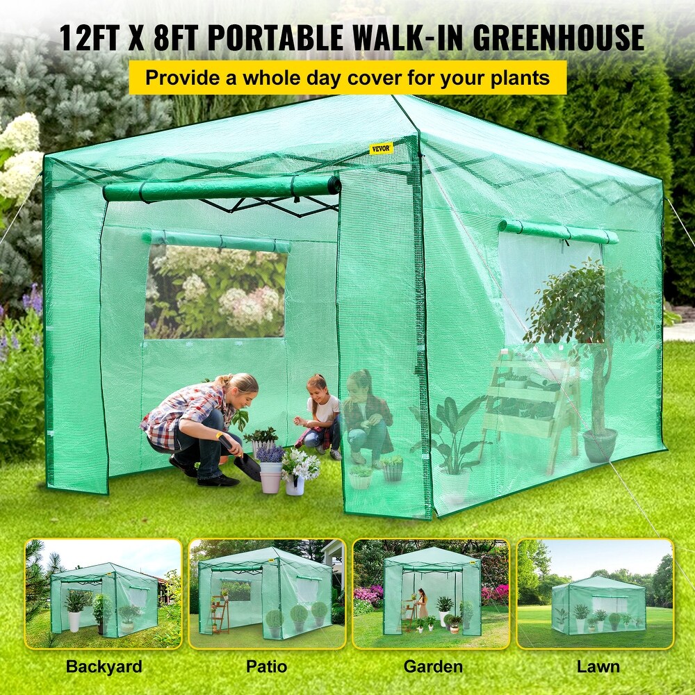 VEVOR Pop Up Greenhouse Portable Greenhouse with Doors   Windows Set Up in Minutes