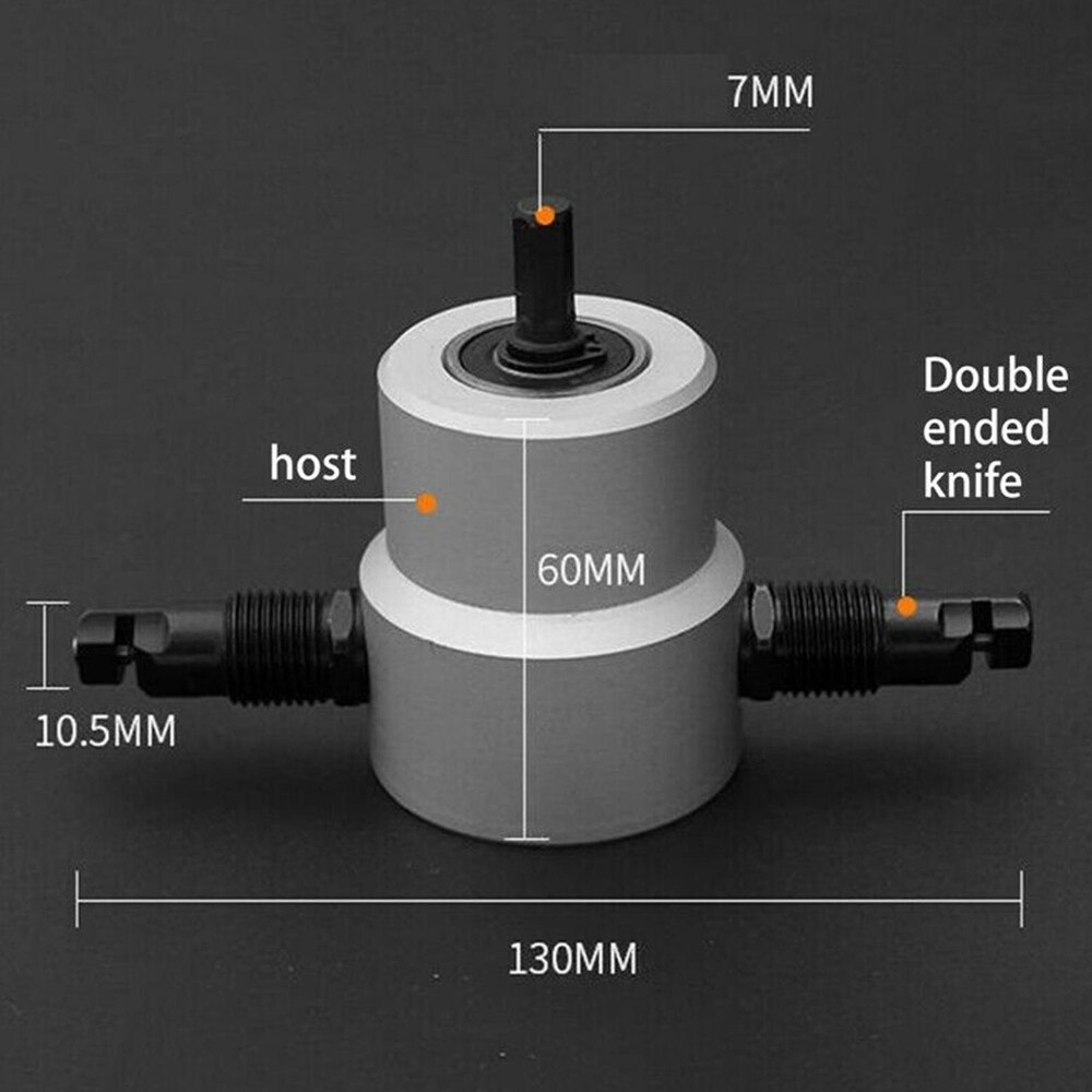 Dual Head Sheet Metal Cutting Nibbler Hole Saw Cutter Electric Drill Attachment