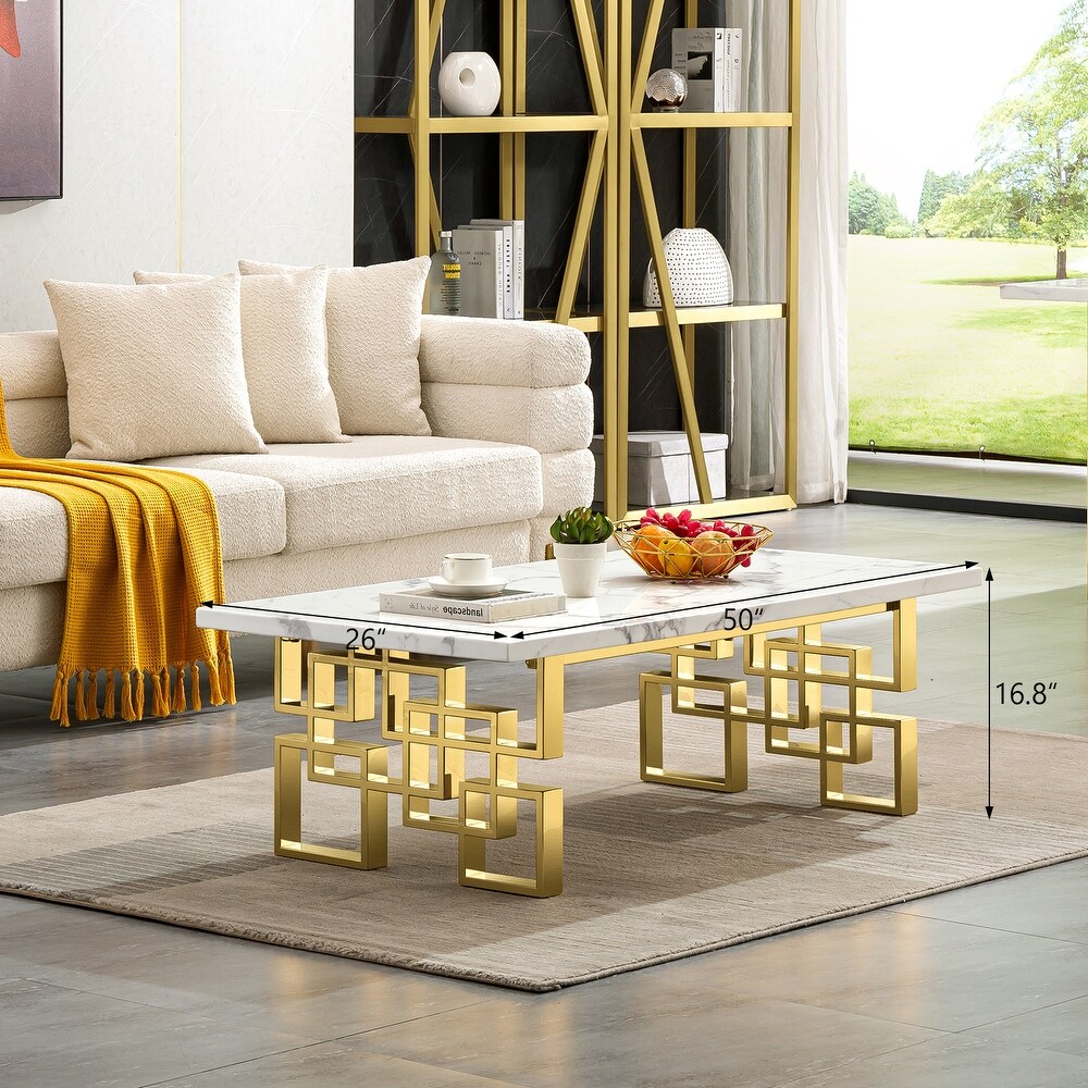 Luxury White and Gold Living Room Tables Coffee Table End Table Console Table for Living Room Guest Hall Reception Room Entryway