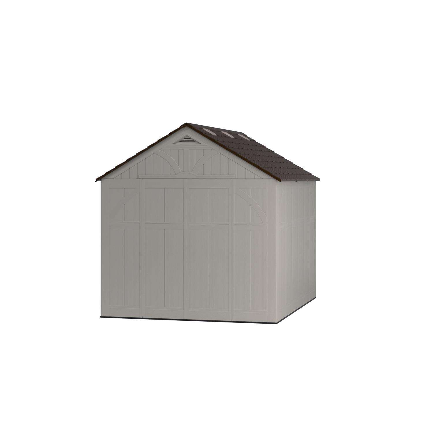 Suncast Tremont 8 ft. x 10 ft. Resin Vertical Peak Storage Shed with Floor Kit