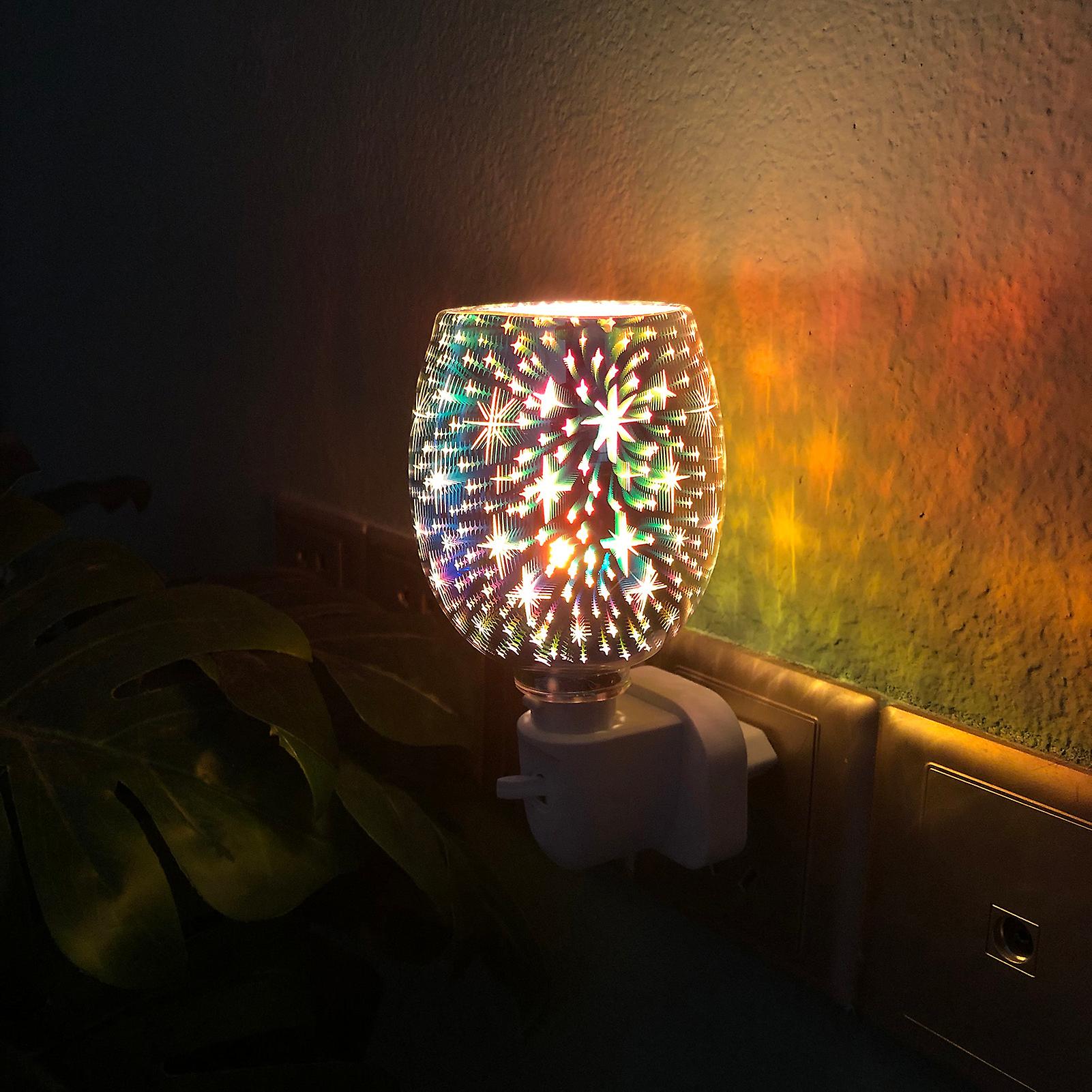 3d Glass Night Light Electric Oil Warmer Wax Burner Home Office Incense Oil Warmer Aroma Decorative Lamp  Eu Plug