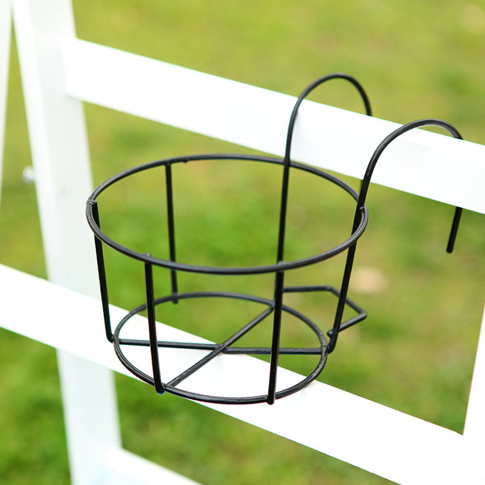 Over The Rail Flower Pot Stand Balcony Railing Hanging Basket Holder Round Planter Pot Rackfor Home Garden Decor