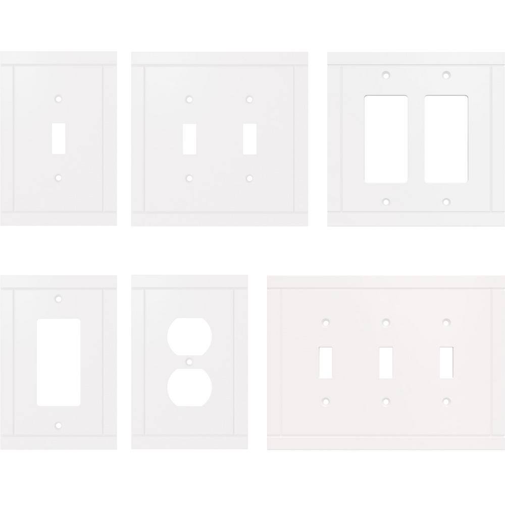 Hampton Bay Belfast Pure White 1-Gang Single DecoratorRocker Wall Plate (3-Pack) W44654C-PW-K3