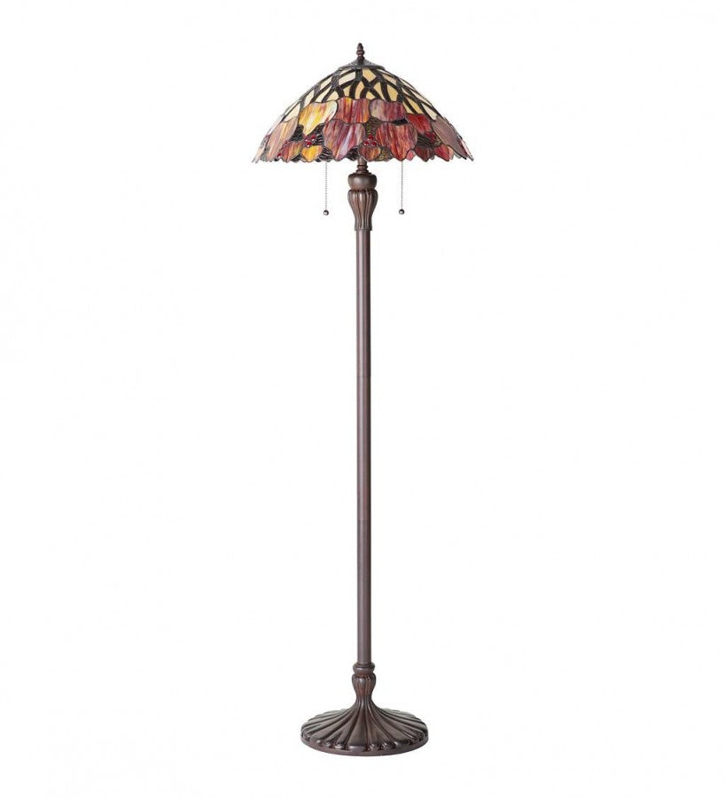 Wind & Weather Tiffany-Inspired Fall Leaves Stained Glass Floor Lamp