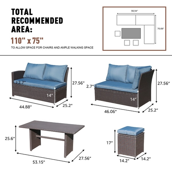 Outdoor 7piece Wicker Dining Set Patio Sofa Furniture