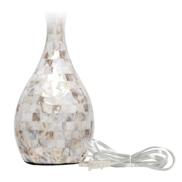 Malibu Curved Mosaic Seashell Table Lamp With Accents White Lalia Home