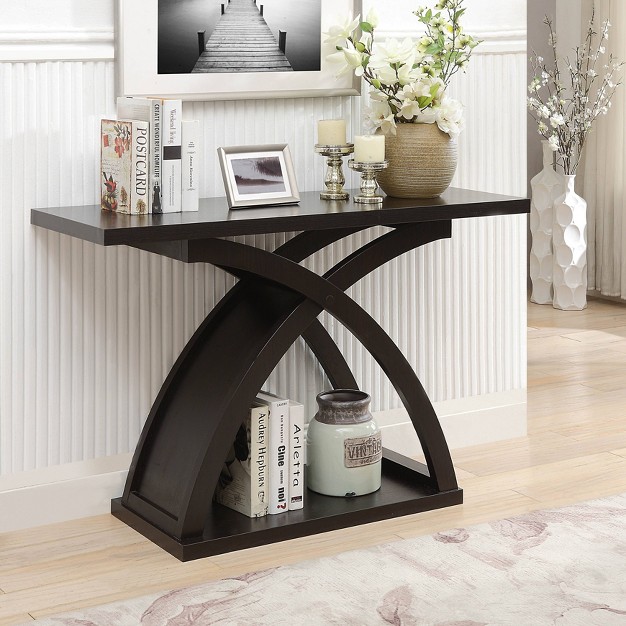 Henry X Cross Base Sofa Table Espresso Mibasics