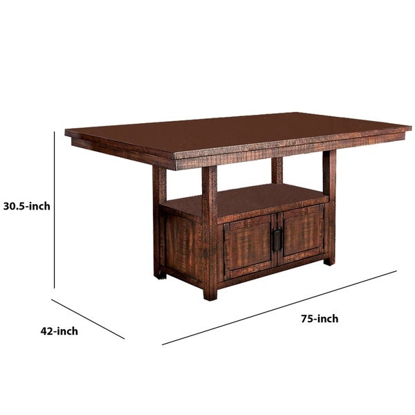 Wooden Dining Table with Additional Storage Space， Brown