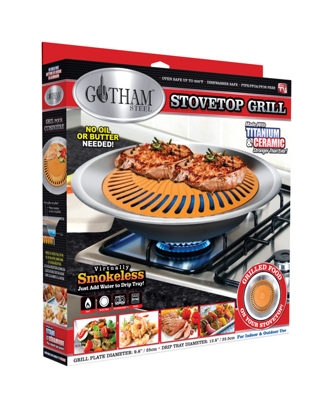 Gotham Steel As Seen On TV Ceramic/Titanium Stove Top Grill 12.8 in. Copper