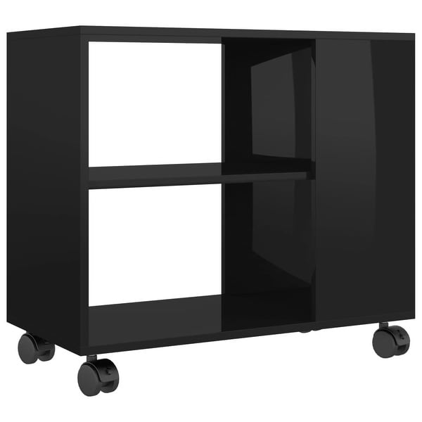 vidaXL Side Table High Gloss Black 27.6