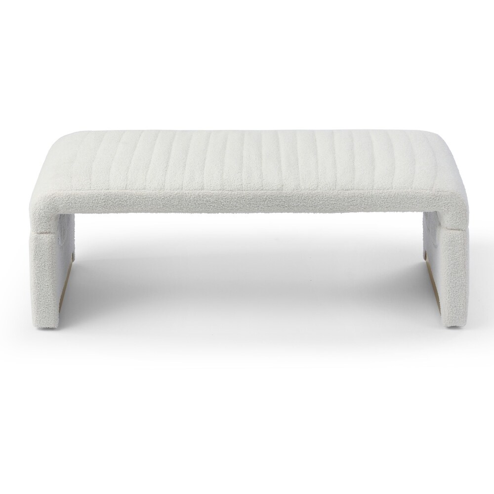 U Shape Arch Bench for Bedroom End of Bed  Upholstered Sherpa Fabric Ottoman Shoe Bench Footrest Stool Accent Bench