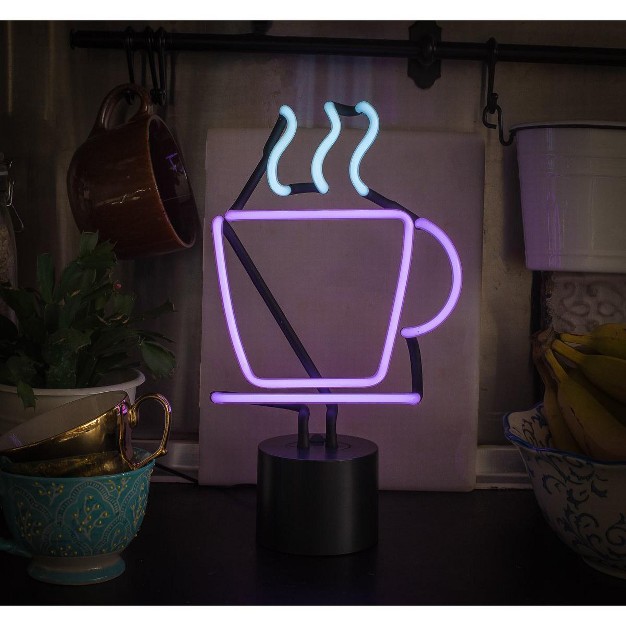 Amped amp Co Coffee Cup Neon Table Light Purple And White