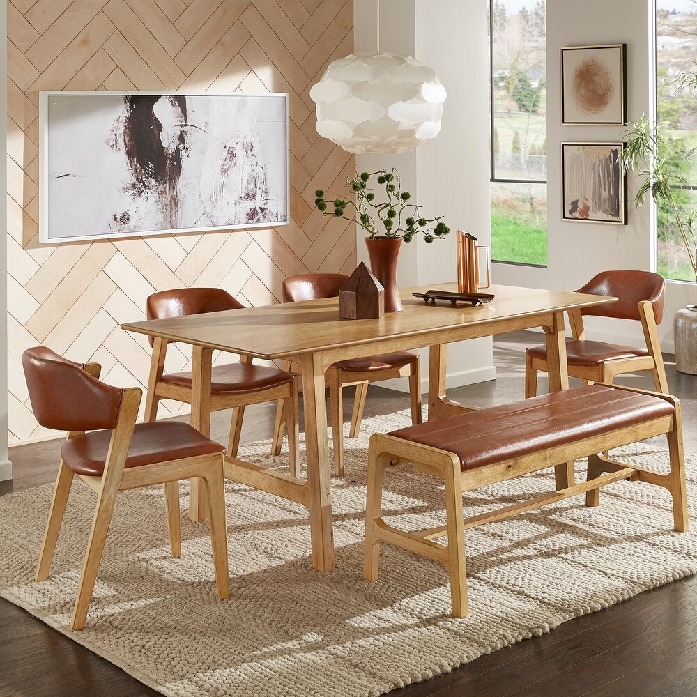 Pitea Scandinavian Light Oak Finish 6   Person Dining Set by iNSPIRE Q Modern