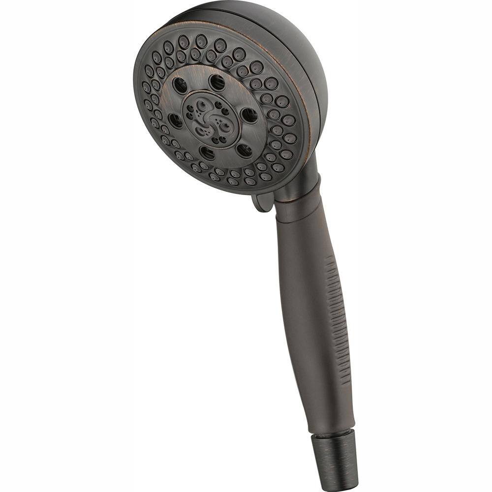 Delta 5-Spray Patterns 1.75 GPM 4.09 in. Wall Mount Handheld Shower Head with H2Okinetic in Venetian Bronze 59445-RB-PK