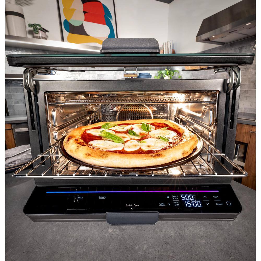 GE Profile 1800 W No Preheat Black Toaster Oven with 11-functions incl Air Fry Bake Broil Toast and pizza WiFi connected P9OIAAS6TBB