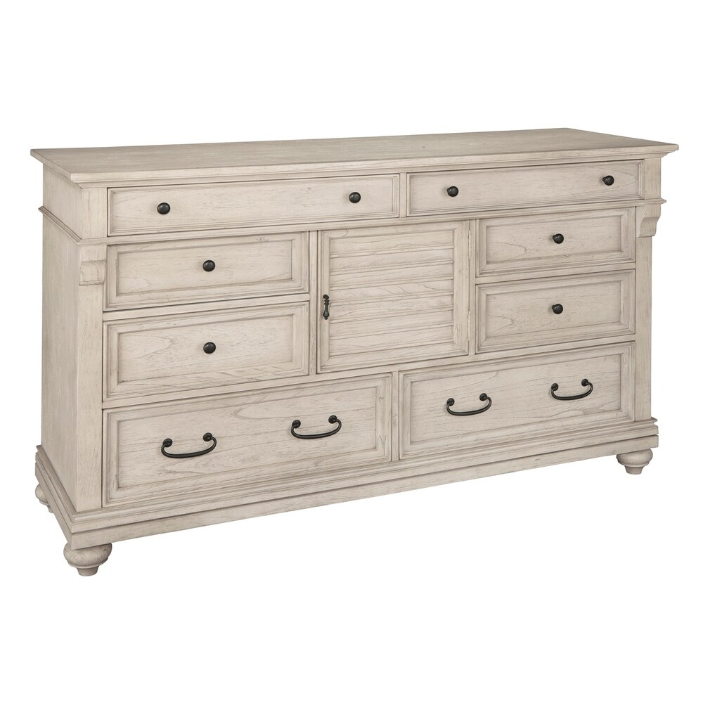 Solid Wood Distressed Bedroom Dresser with Hidden Storage