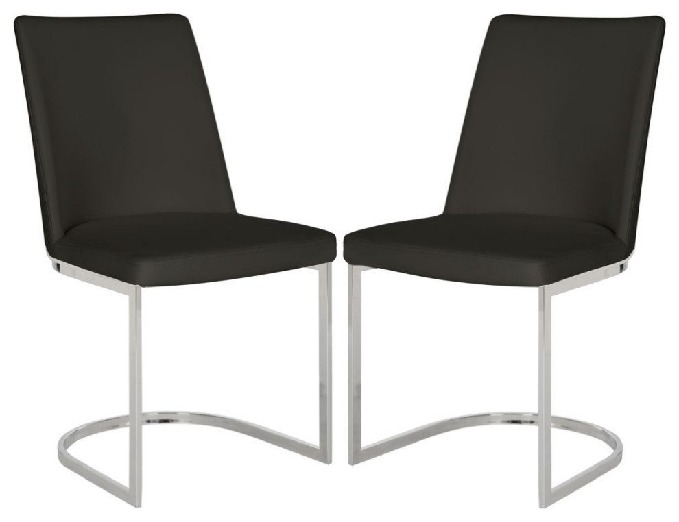 Tedra 18  x27 x27h Leather Side Chair Set of 2 Black / Chrome   Modern   Dining Chairs   by Virgil Stanis Design  Houzz