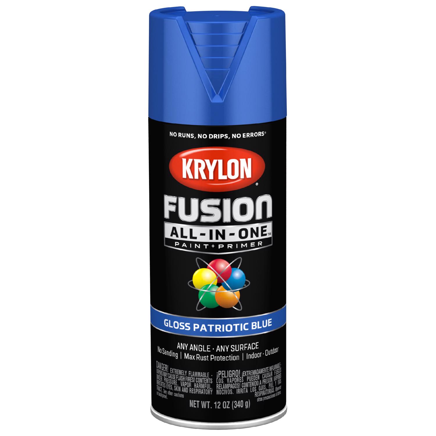 Krylon Fusion All-In-One Gloss Patriotic Blue Paint+Primer Spray Paint 12 oz