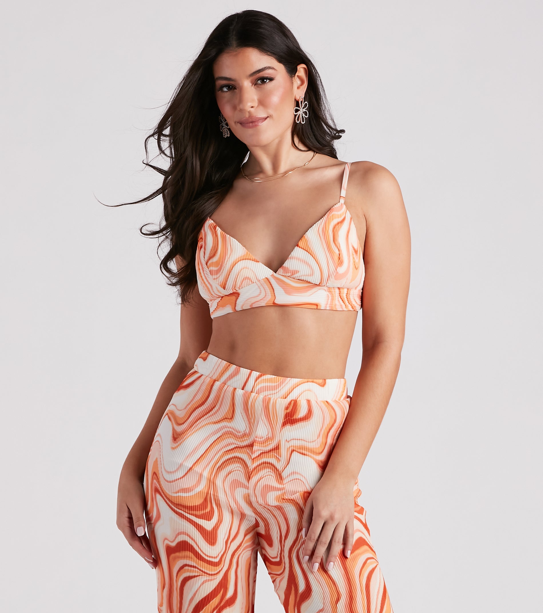 Spring Break Vibes Pleated Bra Top