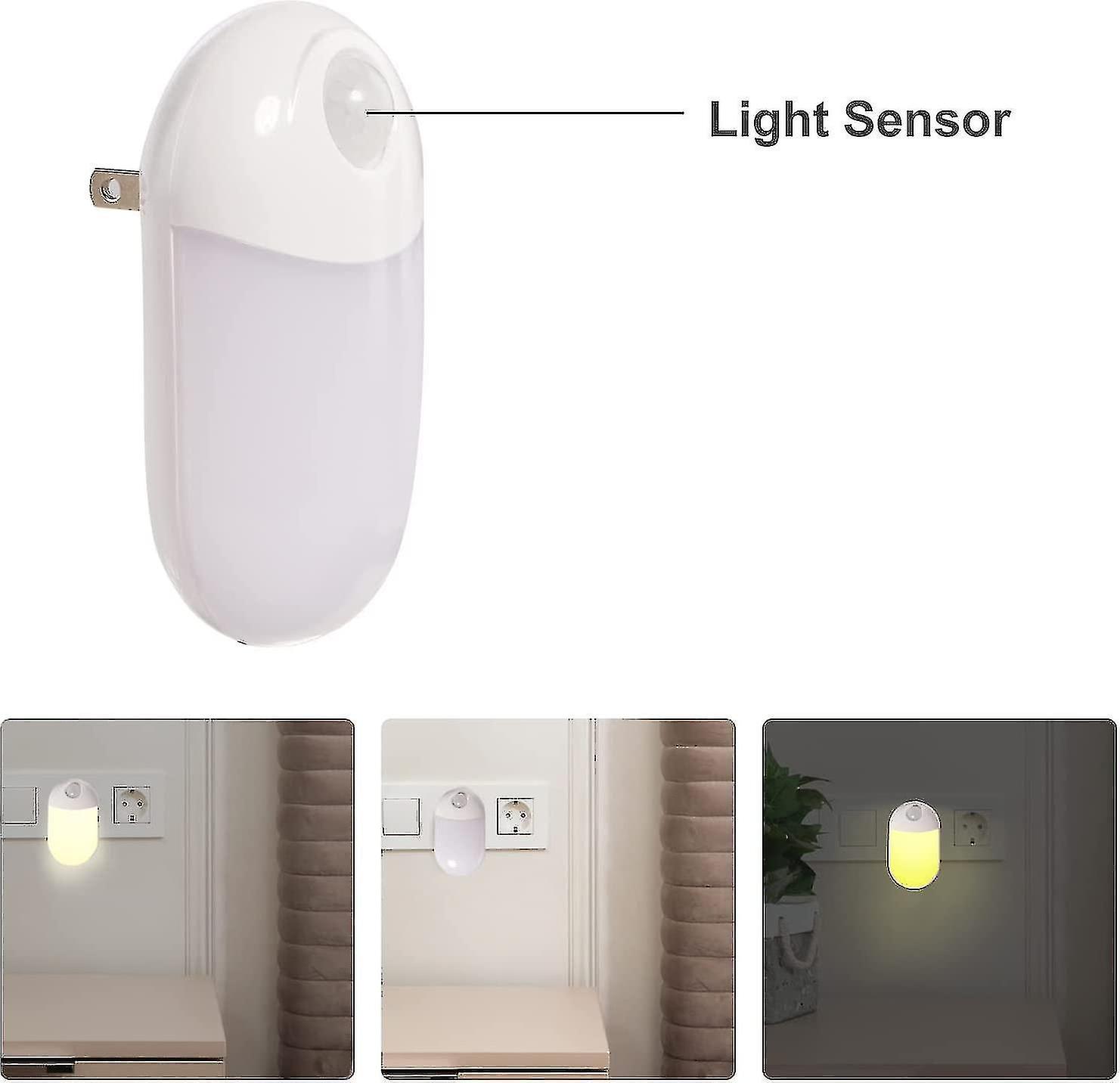 Led Motion Sensor Night Light Energy Saving Plug In For Children's Room ( Warm White)