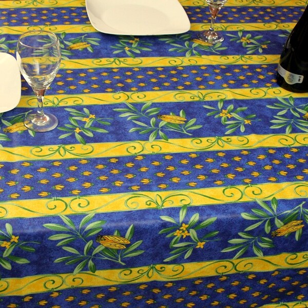 Wipeable French Spill Resistant Bees Print Acrylic Coated Tablecloth