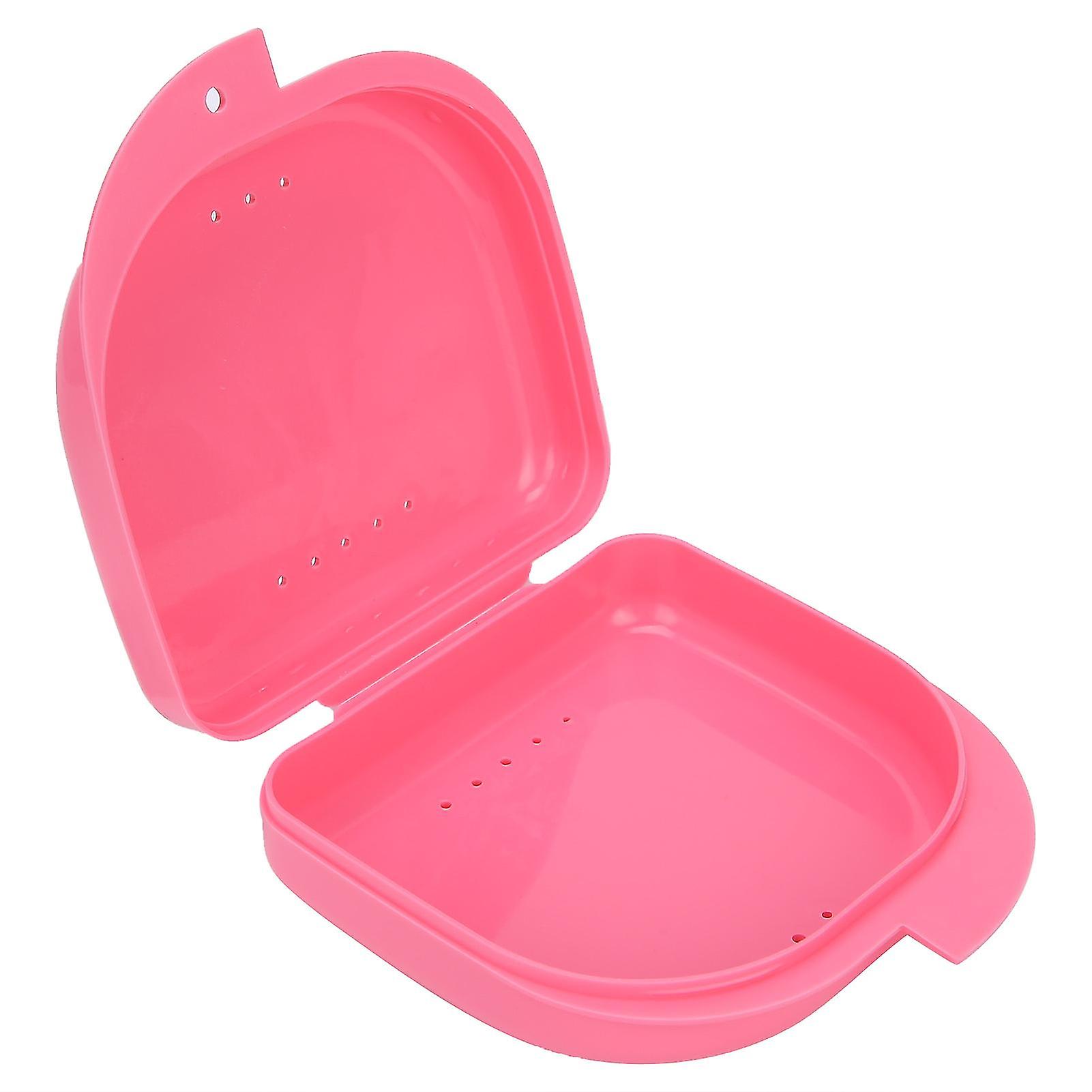 Plastic Dental Retainer Box Orthodontic Dental Retainer Portable Storage Box With Vent Holespink