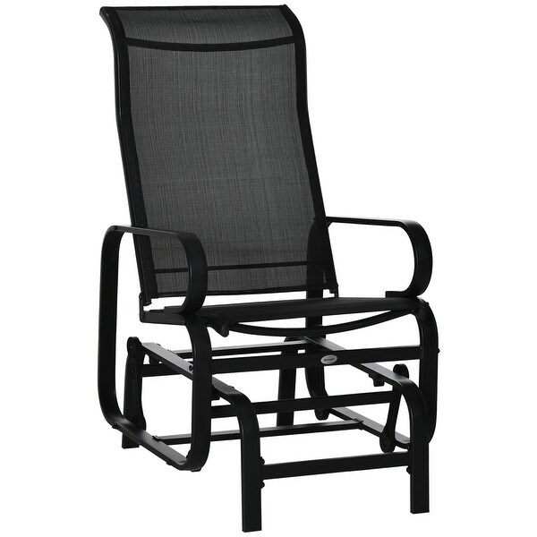 Outsunny Single Glider Patio Swing Rocking Chair with Breathable Mesh，Smooth Arms for Backyard，Garden，Lawn