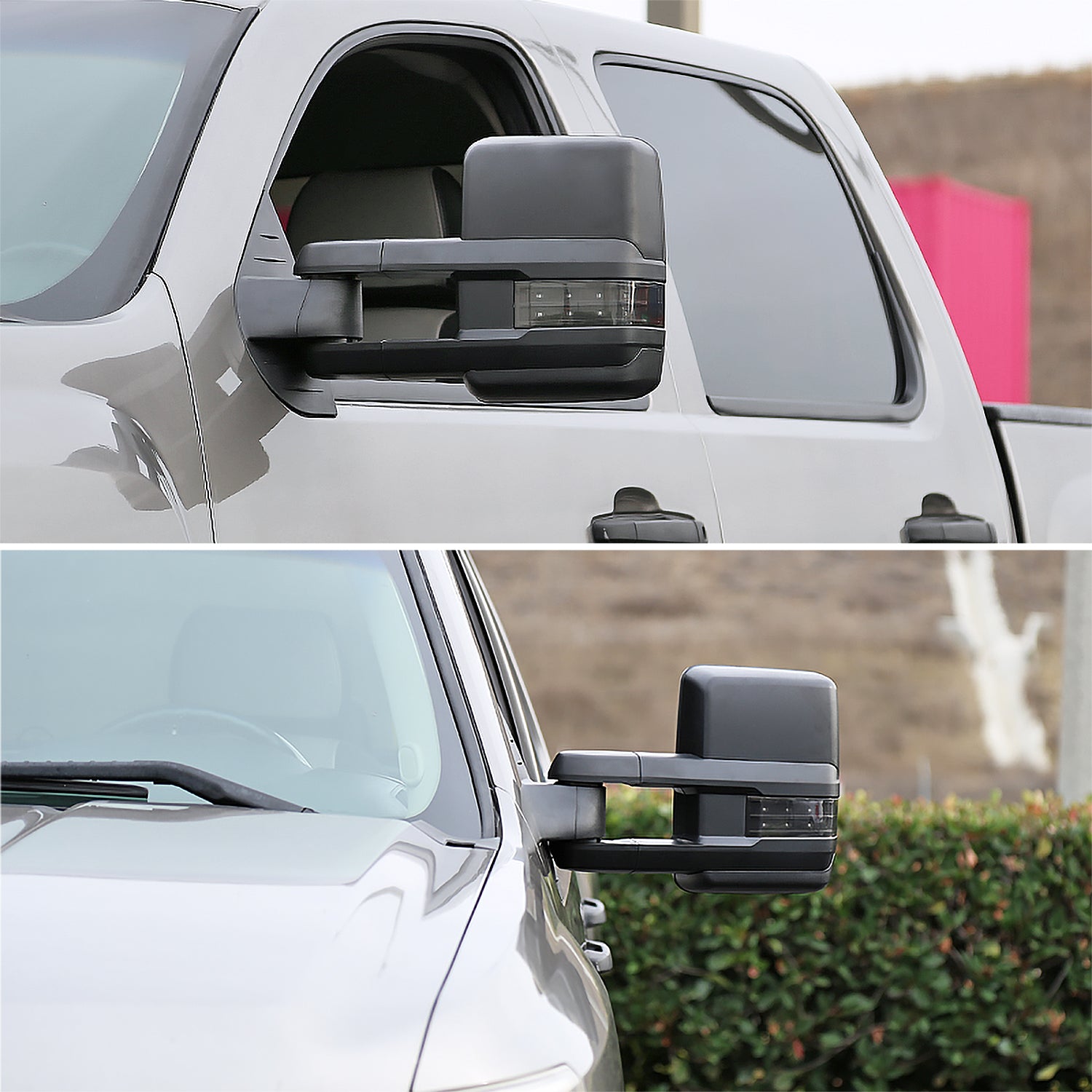 Spec-D Tuning Facelift Style Smoke Led Signal Power + Heated Towing Mirrors Compatible with Chevy Silverado GMC Sierra 2007-2013