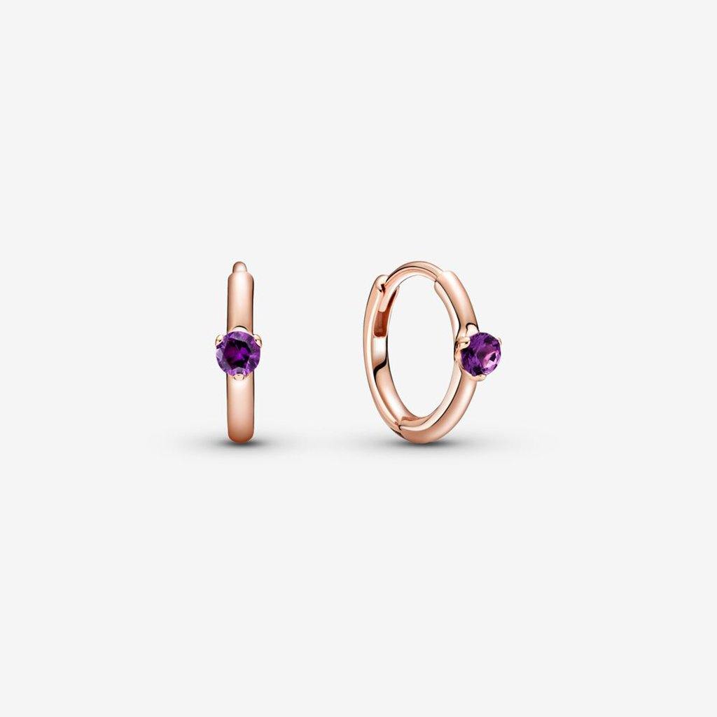 PANDORA  Purple Solitaire Huggie Hoop Earrings