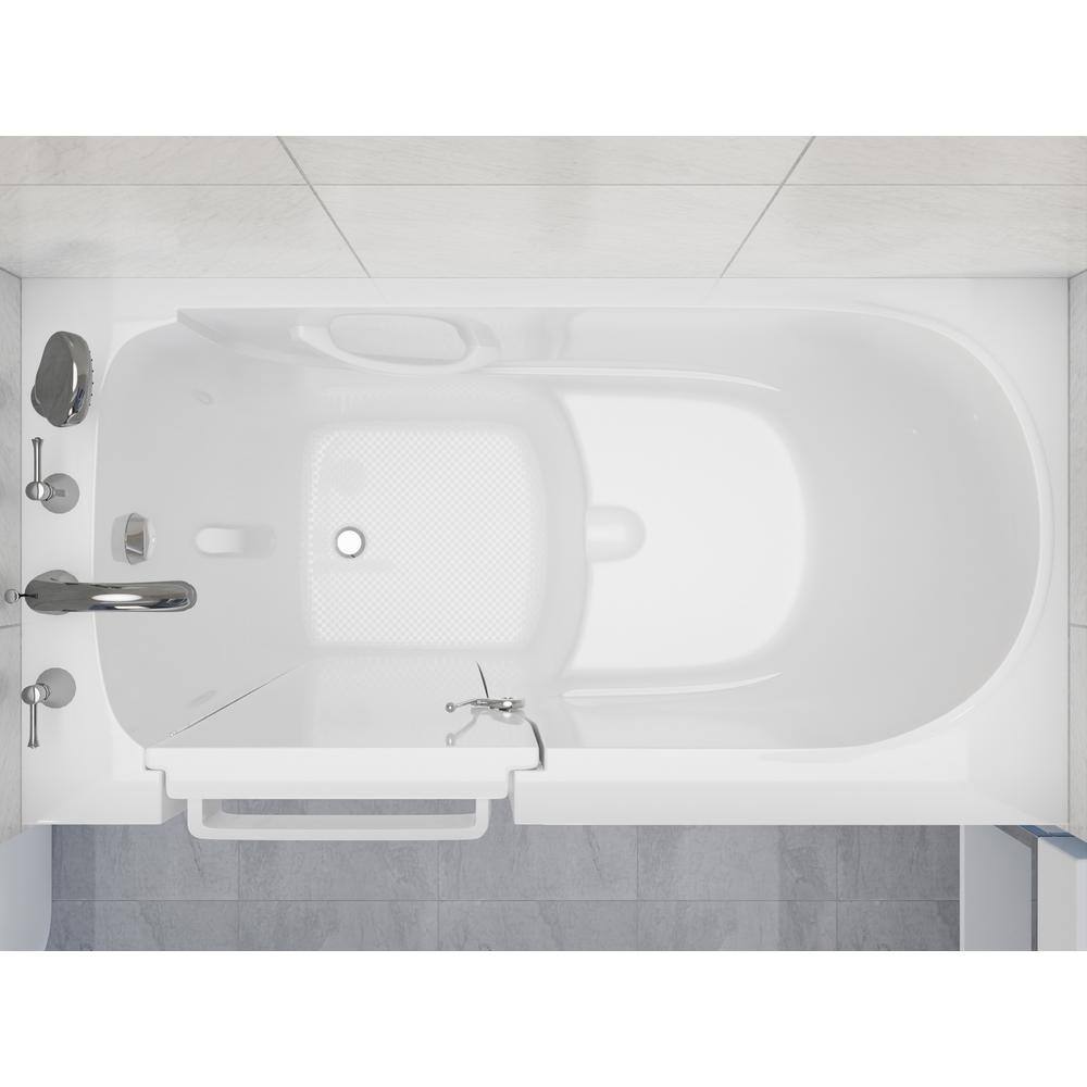 Universal Tubs Safe Premier 52.7 in. x 60 in. x 28 in. Left Drain Walk-In Non-Whirlpool Bathtub in White HD2853LWS-CP