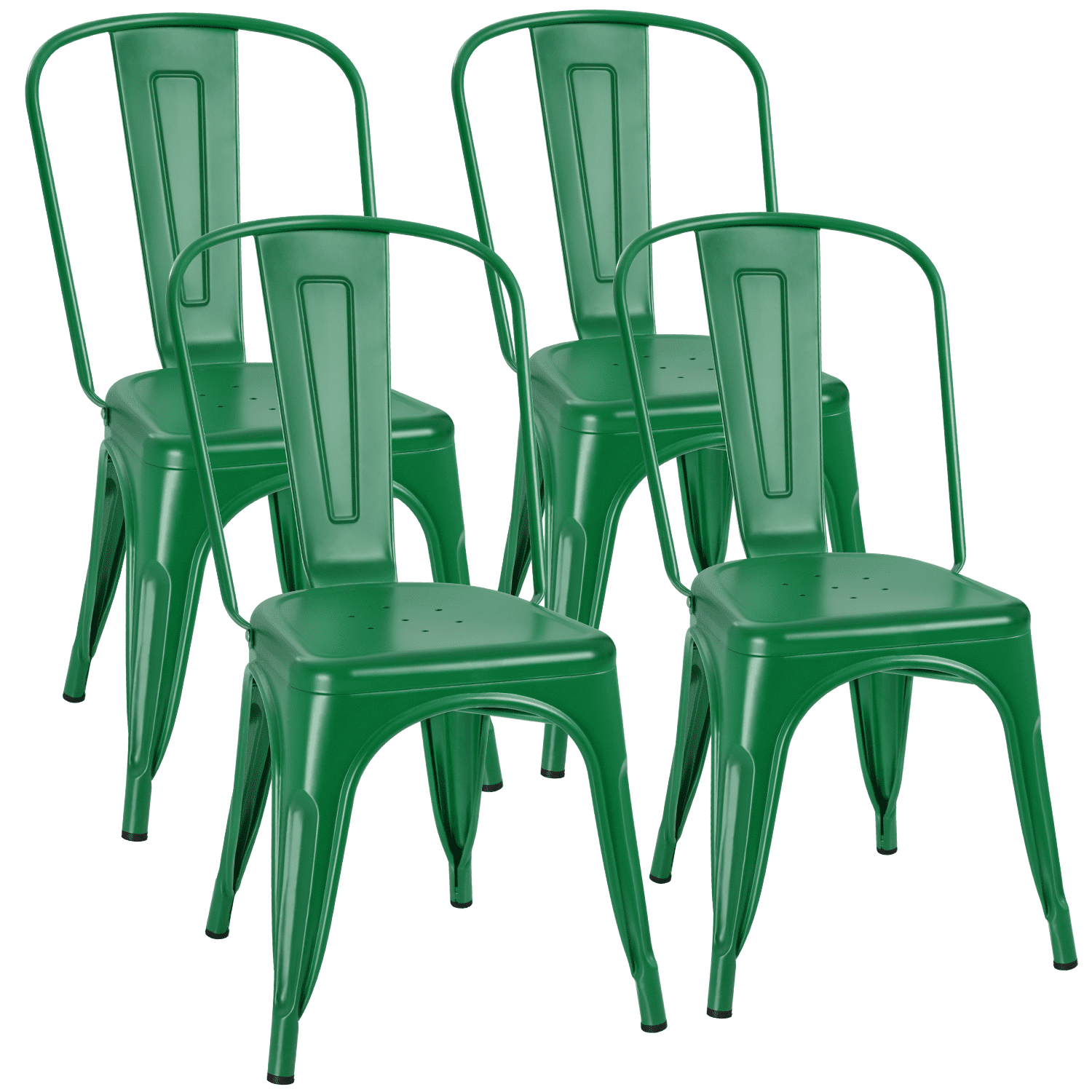 VINEEGO Metal Dining Chair Indoor-Outdoor Use Stackable Classic Trattoria Chair Fashion Dining Metal Side Chairs for Bistro Cafe Restaurant Set of 4 (Green)