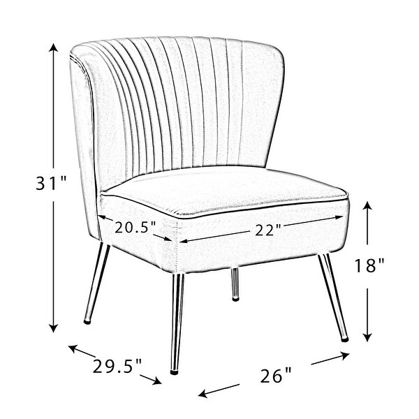 Monica Living Room Armless Accent Comfy Chair with Tufted Back and Metal Legs by HULALA HOME