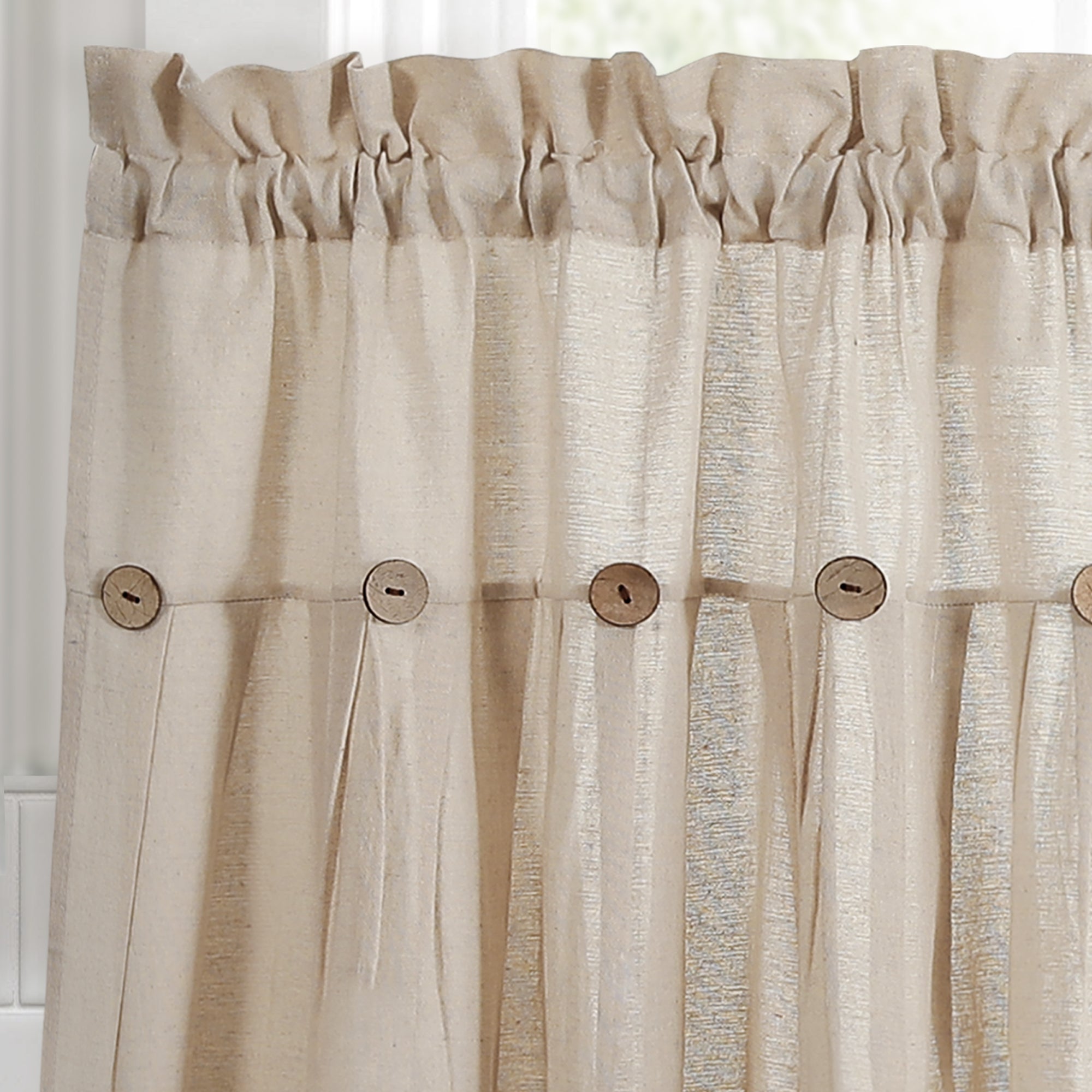 Linen Button Kitchen Window Tiers Set