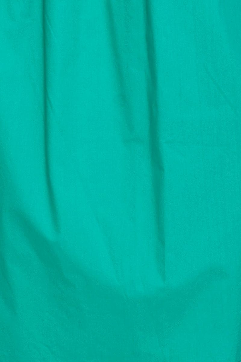 Green Midi Skirt High Rise Shirred Waist