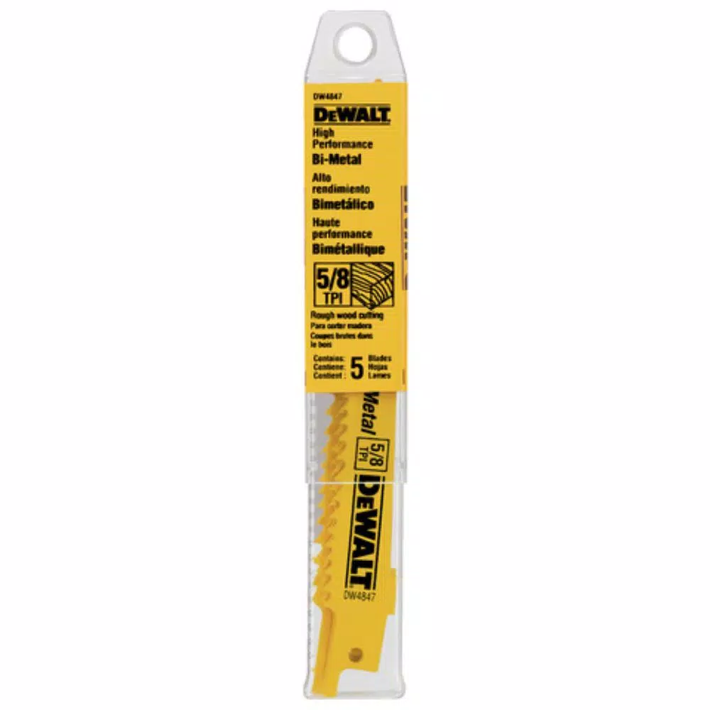 DEWALT 6 in. 5/8 Teeth per in. Taper Back Bi-Metal Reciprocating Saw Blade (5-Pack) and#8211; XDC Depot