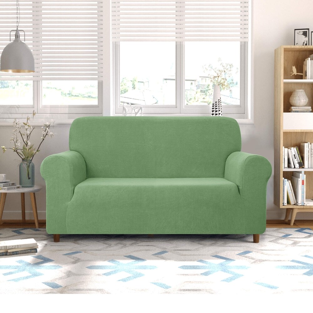 CHUN YI 1 Piece Stretch Loveseat Slipcover Checks Couch Cover